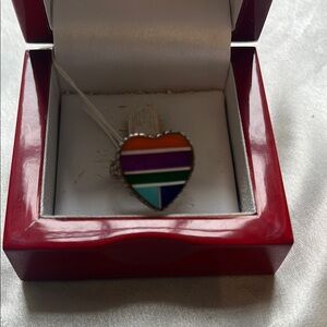 Vibrant Orange and Purple Heart Ring sterling silver